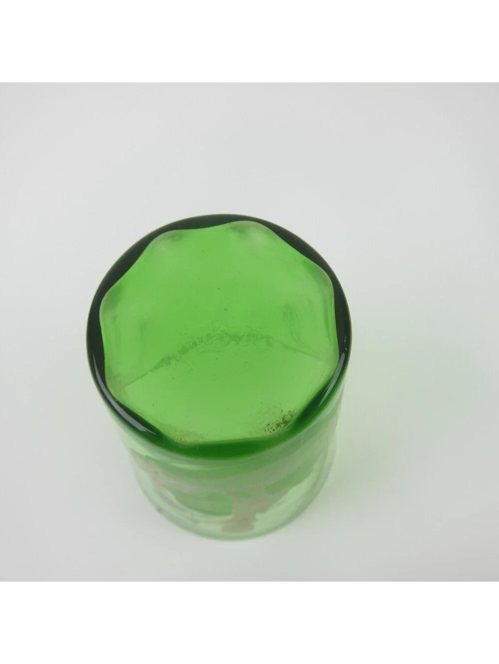 Antique Mary Gregory Green Drinking Glass Victorian Tumbler Girl Flowers 1890s